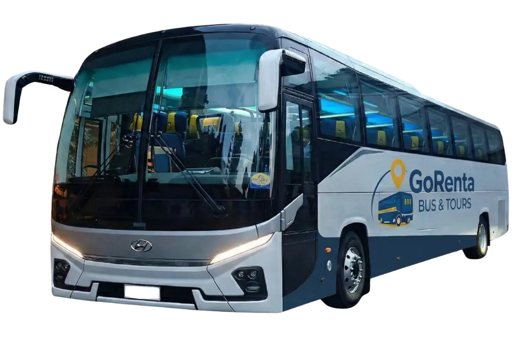 Modern air-conditioned tourist bus for rent in the Philippines by GoRenta Bus & Tours